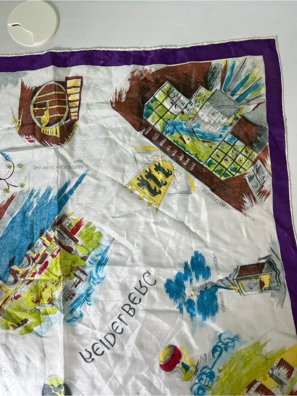 Heidelberg Germany Souvenir Scarf from Germany with Purple Border